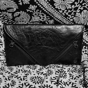 Volcom Black Faux Leather Envelope Wallet/Clutch